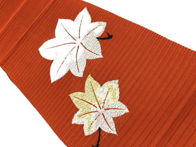 リサイクル　絽　紅葉模様織出し名古屋帯